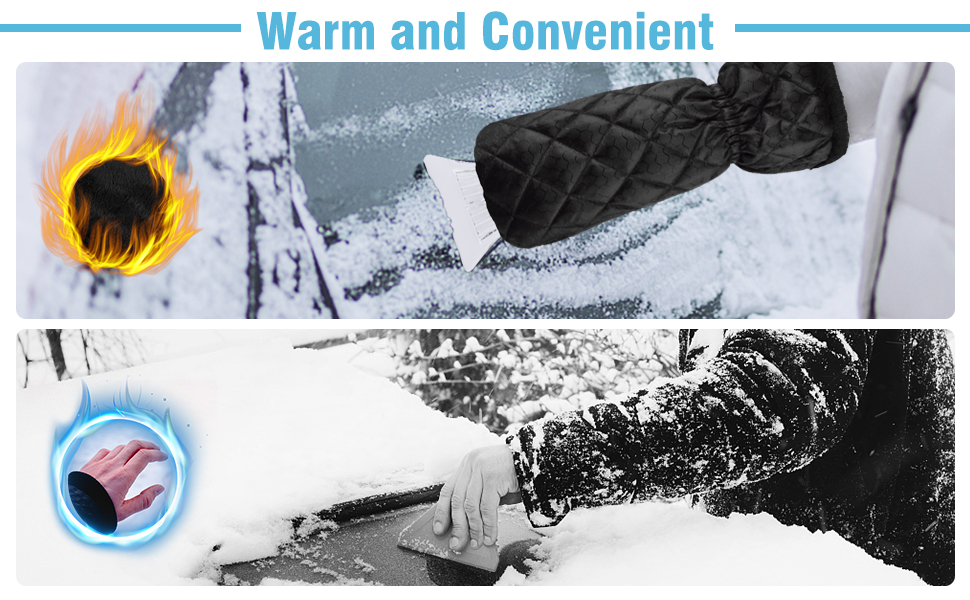 VAKKI Ice Scraper for Car, 2 PCS Snow Removal for Car Windscreen with Glove, Waterproof