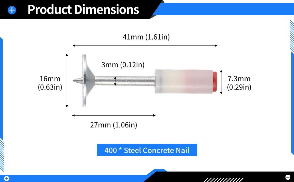 400 PCS Steel Concrete Nails Concrete Nail Gun Manual