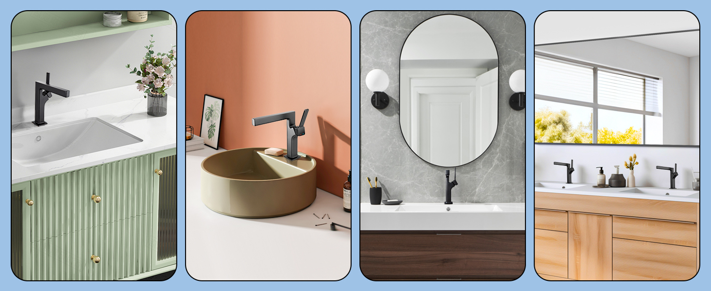 Aection Black Bathroom Faucets 1 Hole，Solid Brass Bathroom Sink Faucet