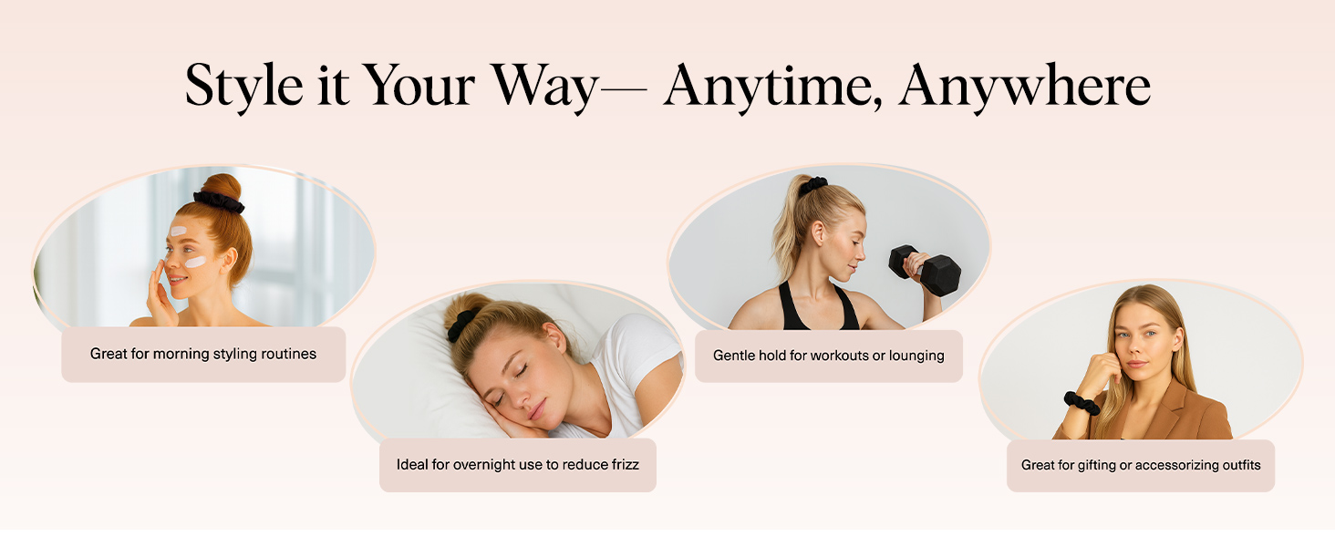 Kitsch Satin Scrunchies for Women - No Crease Hair Ties for Girls