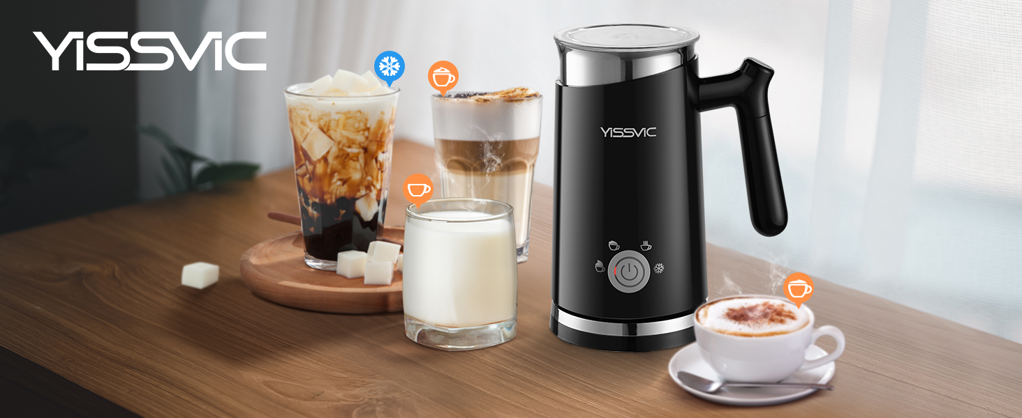 YISSVIC Milk Frother and Steamer for Hot and Cold Milk Froth 4 in 1
