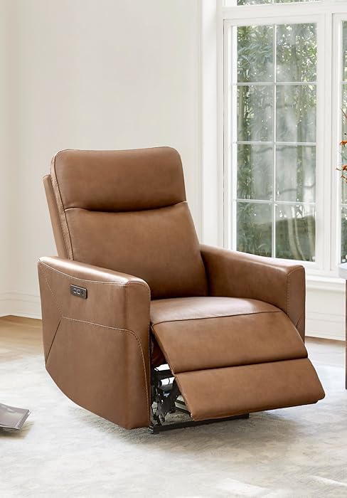 CHITA Genuine Leather Power Recliner Chair for Adults, Electric Wall Hugger Recliner for Small Space