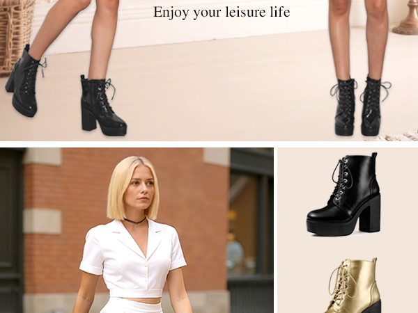 Amazon.com | Allegra K Women's Platform Chunky High Heel