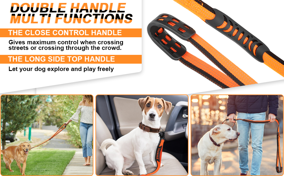 Heavy Duty Tactical Dog Leash, 56.5FT Reflective Shock