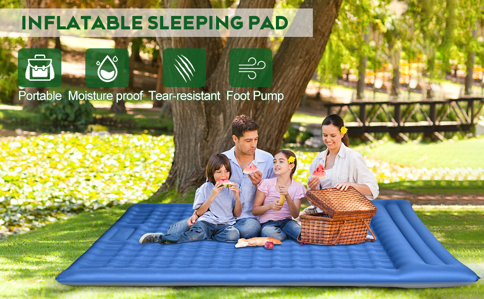 Newoer Camping Sleeping Pad, Extra Thickness 12cm Inflatable Sleeping