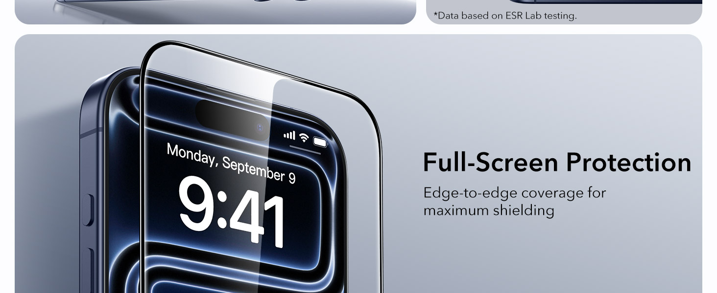 ESR 3 Pack for iPhone 17 Pro Max Screen Protector, Military-Grade Shatterproof, 9H Hardness, Full Coverage Tempered Glass with Ultra Fit Tray 6 1