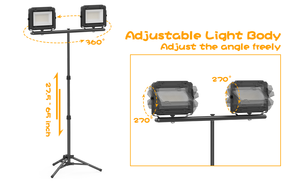 20000 Lumen Work Lights with Stand, Dual Head LED Work Light Waterproof