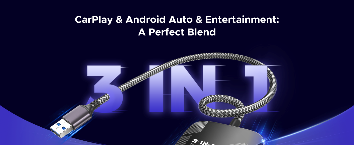 3-in-1 Wireless CarPlay and Android Auto TV Adapter