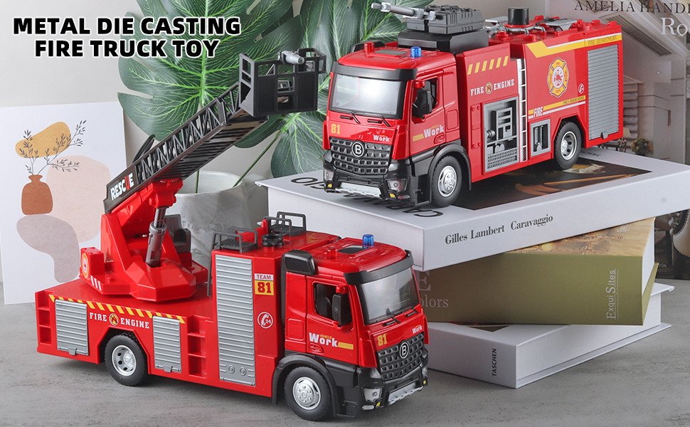 Amazon.com: OANMYJJO Boy Fire Truck Toy - Metal DieCast Fire