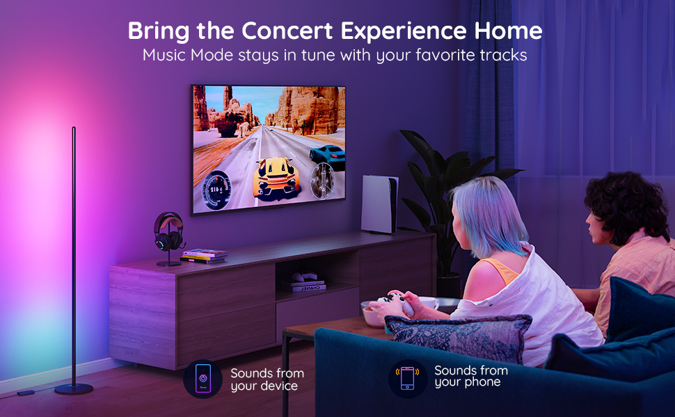 Govee RGBIC Smart Corner Floor Lamp, Standing Lamp Alexa APP Control