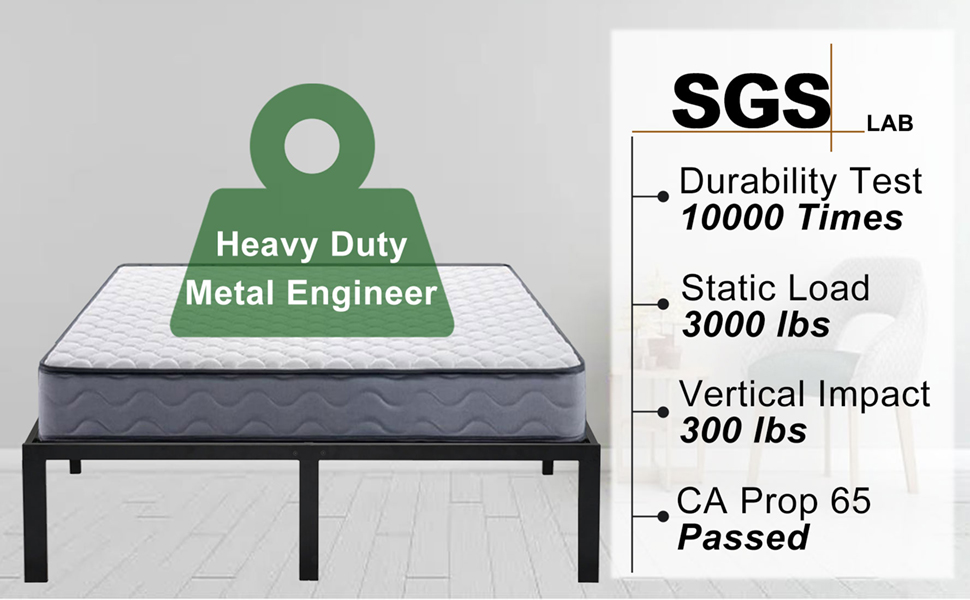 FALOIC Queen Bed Frame No Box Spring Needed, Heavy Duty