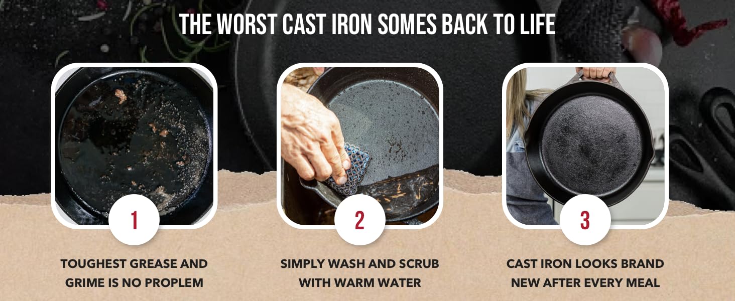 Knapp Made Combo Chainmail Cast Iron Scrubber with Silicone