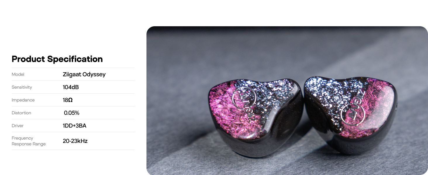 Linsoul ZiiGaat Odyssey In–Ear Monitor, 1DD+3BA Hybrid IEM Earphone, Wired Gaming Earbuds