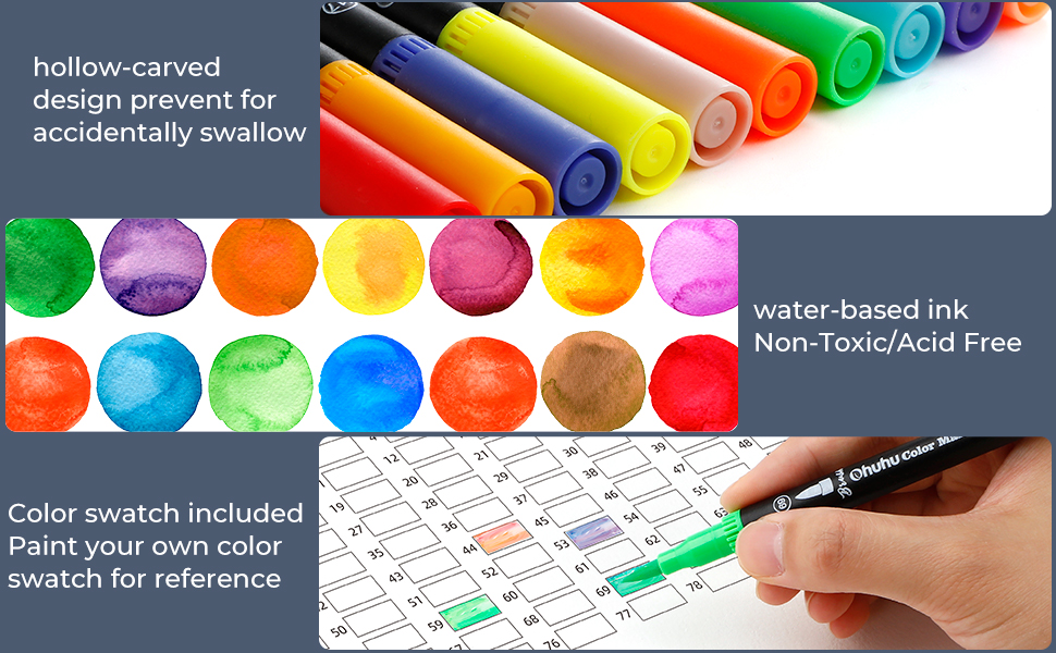 Ohuhu Water Based Brush Markers Dual Tips 160 Colors Art