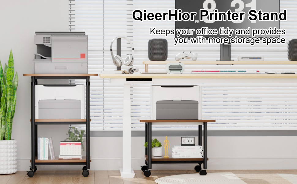 QieerHior Printer Stand 3Tier Large Printer Table for 3D Printers, Desktop Printers