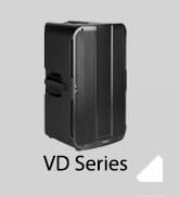 Text reads 'VD Series'. Multiple views of a black electronic device or speaker unit shown against white background.