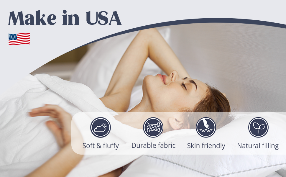 puredown® Goose Feathers Down and Fiber Pillows, Made in