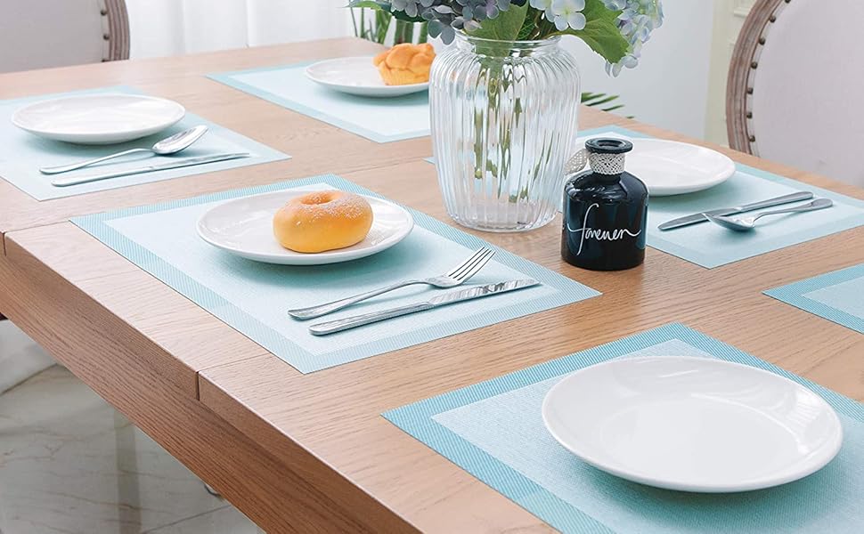 HOUSEKIT Placemats Set of 6 NonSlip Washable Heat Resistant Table Mats