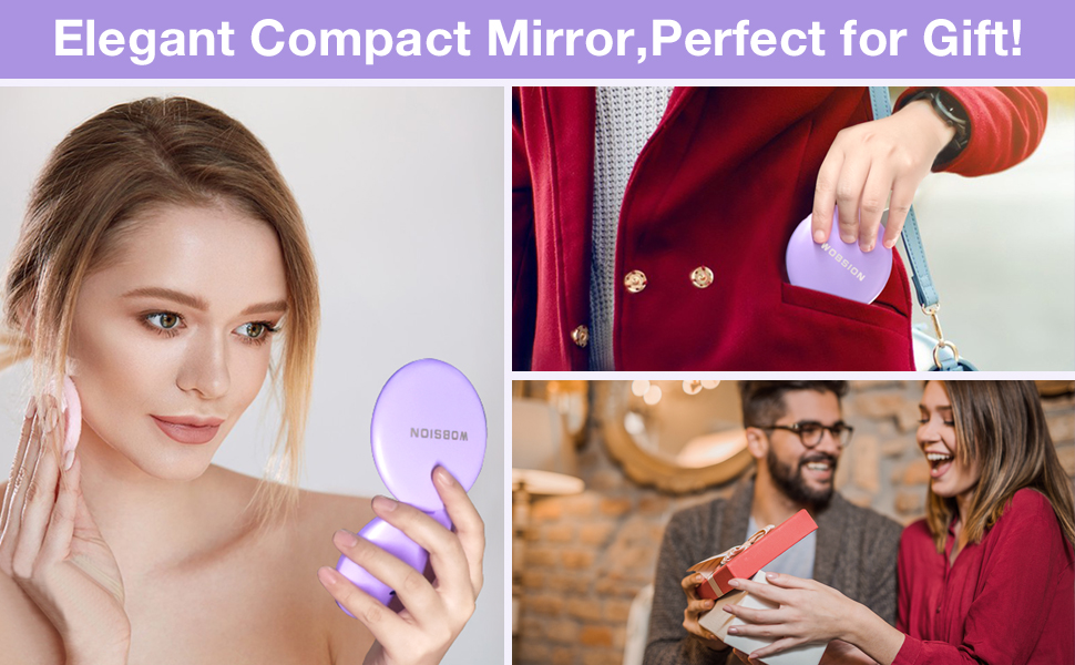 wobsion LED USB Rechargeable Hand Mirror, Small Compact Mirror Foldable