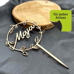 "Blumenkranz" Cake Topper mit Wunschtext