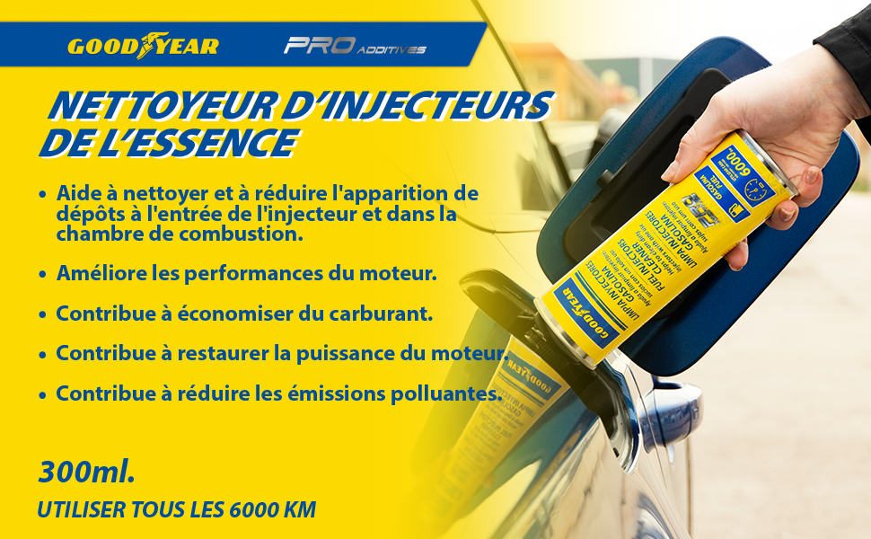 Goodyear Nettoyant pour catalyseurs à Essence Pro Additives. Additif pour Carburant Essence