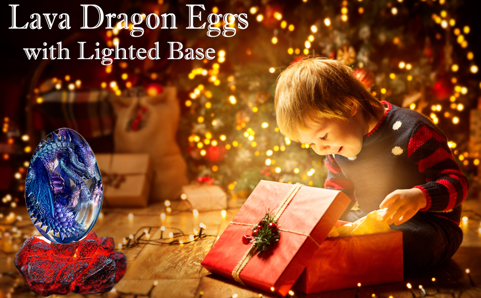 Lava Dragon Eggs with Lighted Base for Gifts & Decorations, Lighting