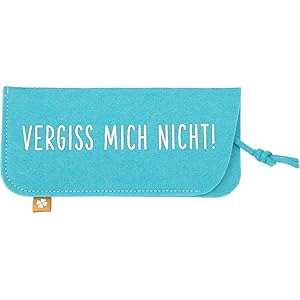 Brillen-Tasche Brillen-Etui Brillen-Hülle Anhänger Täschchen Spruch lustig Filz-Stoff türkis