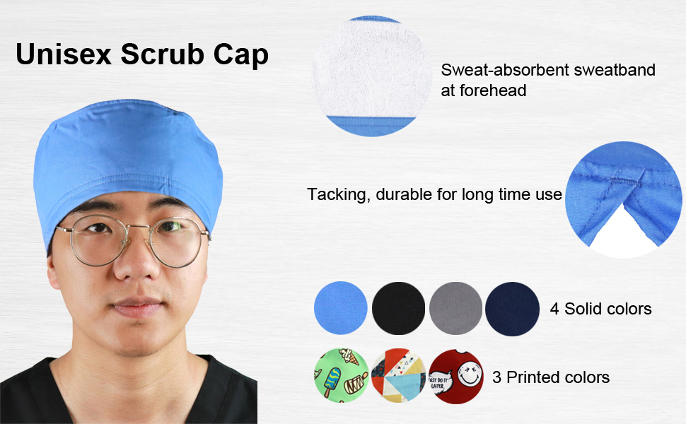 JONATHAN UNIFORM Mens Scrub Cap Surgical Cap with Cotton Sweatband