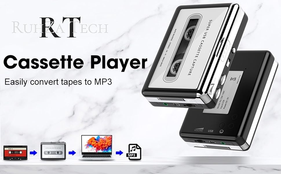 TenYua Walkman Cassette Player USB Cassette to MP3 Converter Capture Audio Music Player Tape