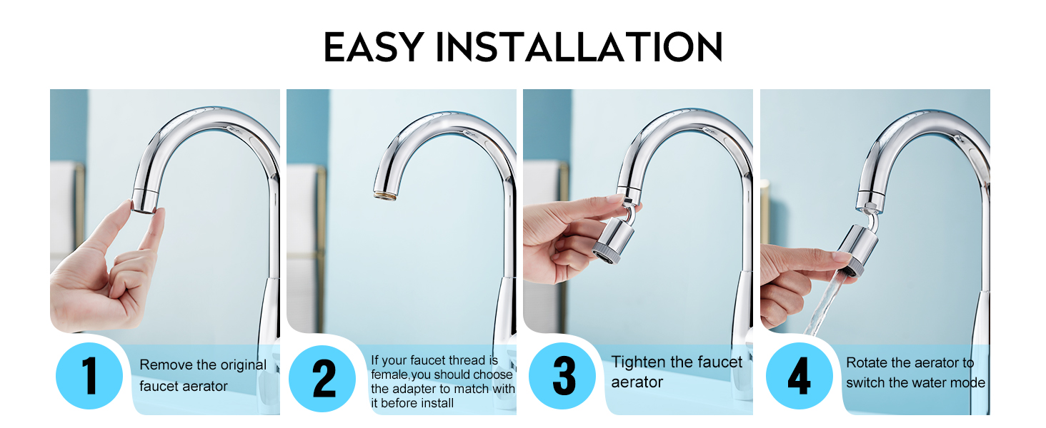 CREA 360°Swivel Faucet Aerator, Universal DualFunction Kitchen Sink