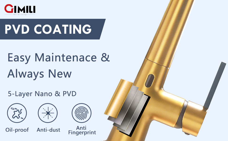 GIMILI Gold Touchless Kitchen Faucet with Pull Down Sprayer, High Arc