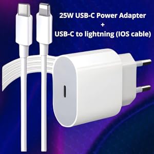 25W USB-C  Power Adapter + USB-C  to Lightning (IOS cable)