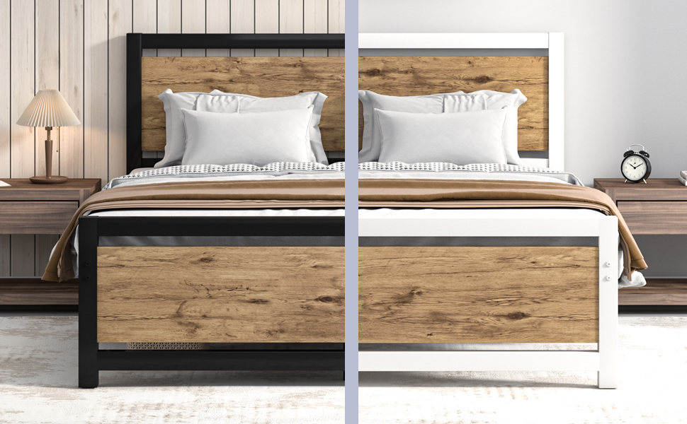 Bed Frames Twin Size with Headboard, Platform Bed Frame