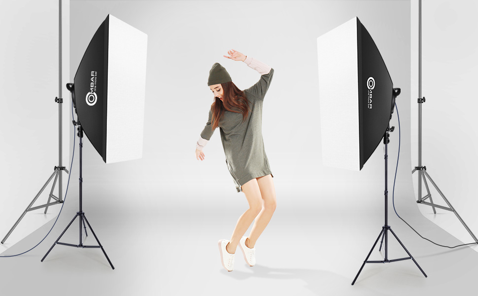 OMBAR Softbox Set, Foto Zweifarbige Dimmbare Softboxen,professionelle