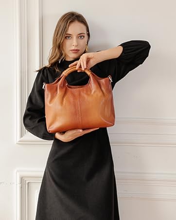 Iswee Womens Genuine Leather Handbags Tote Bag Shoulder Bag Top Handle SatcheL