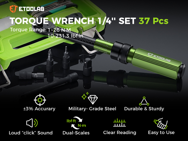 ニュートンロラボ専用 etoolab 1/4 Torque Wrench with Bike Tire Repair kit, 37Pcs