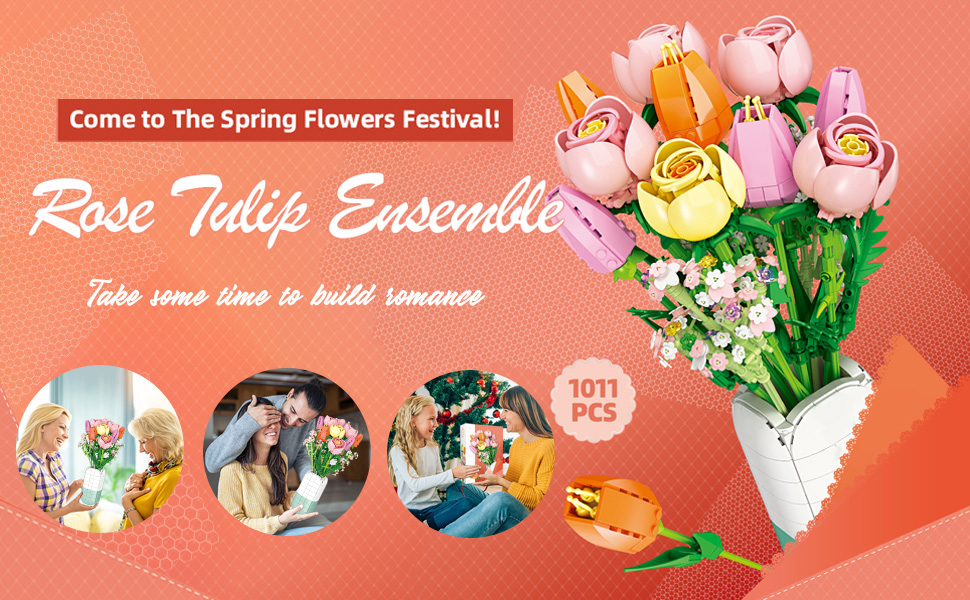 Flowers Bouquet Building Set Christmas, Mother's Day