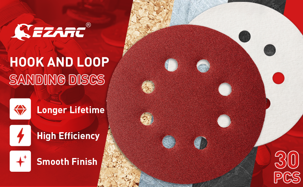 Hook and Loop Sanding Discs, 5 Inch 8 Hole Sandpaper,30pcs Sand Paper