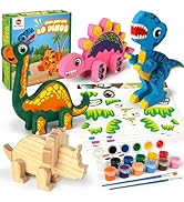 Mocoosy Wooden Dinosaur Painting Art Craft Kit for Kids 3-5, Build & Decorate Your Own Dino Craft...