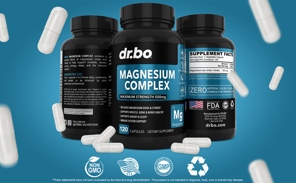 high magnesium 500mg support sleep leg cramps relaxation mag citrate oxide capsules magnesio citrato