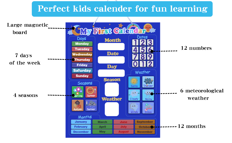 Kids Calendar, My First Learning Calendar for Kids Toddlers