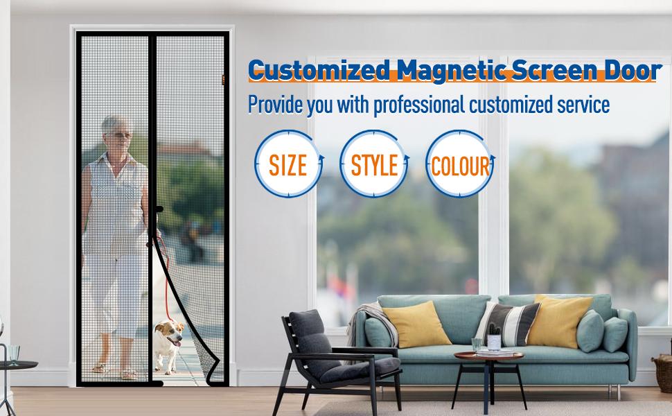 MAGZO Custom Screen Door 70" 80" Width, Durable Customize