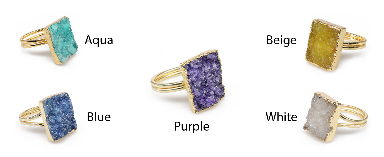Rectangle Druzy Ring