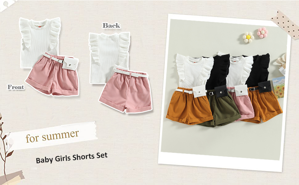toddler girl clothes summer 2pcs outfits crewneck pullovers ruffle sleeveless casual shorts suit