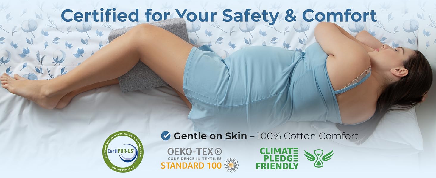 Knee Pillow for Side Sleepers - Pregnancy & Back Pain Relief - Wedge Cushion for Side Sleeping