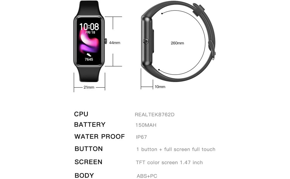 Fitness Activity Tracker Watch for Women Men Teens, 1.47