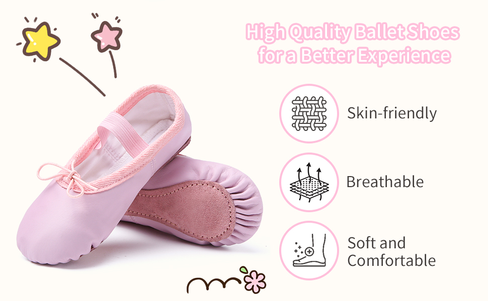 Girls Ballet Slippers, Ballerina Shoes Dance Flats for Kids, Toddlers Dancing, Yoga Soft Gymnastic