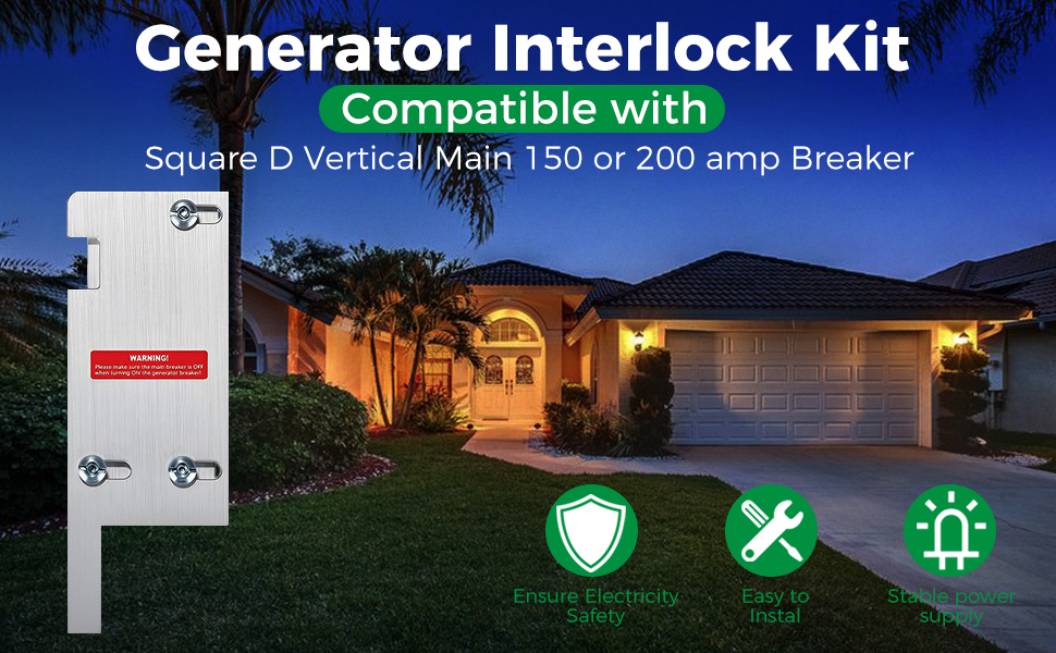 Aupoko Generator Interlock Kit Compatible with Square D Vertical 150 and 200 AMP Panels, 3 1/4