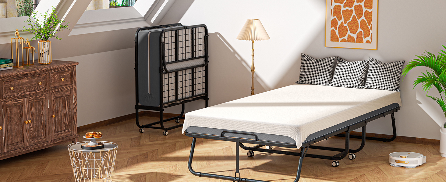 foldable bed with mattress
