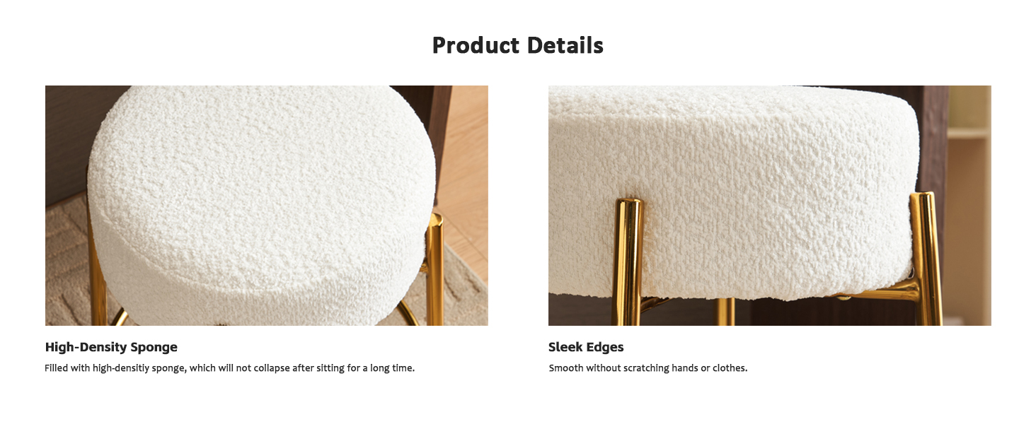 SoarFlash Modern Bar Stools Set of 2, 30" Sherpa Counter